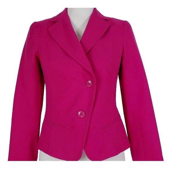 Trina Turk Asymmetrical Two Button Front Blazer Fuchsia Size 6 - Picture 1 of 10